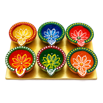 Kolorowe Flower Diya zestaw 6 sztuk CD-372A