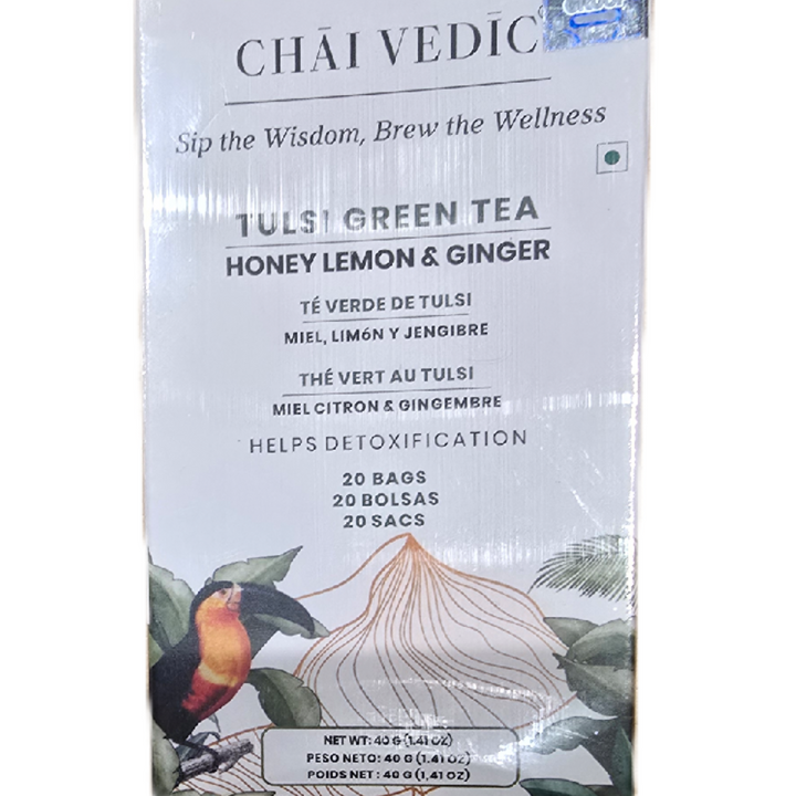 Chai Vedic Tulsi Green Tea With Ginger Honey And Lemon 20 Teabags