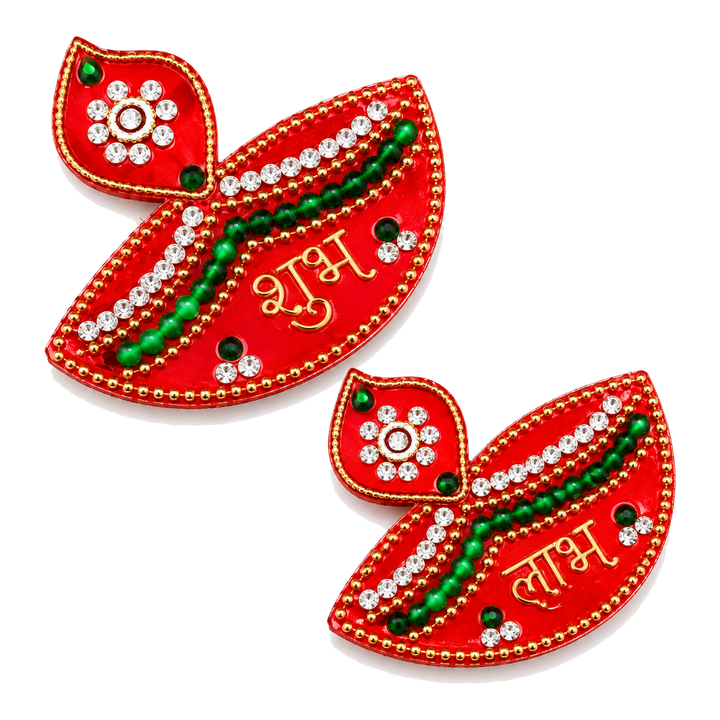 Akrylowe Shubh Labh z diya 3″ – 2 szt.